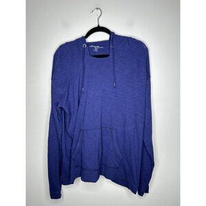Eddie Bauer Women’s Long Sleeve Hooded Blue Active Top Size XXL